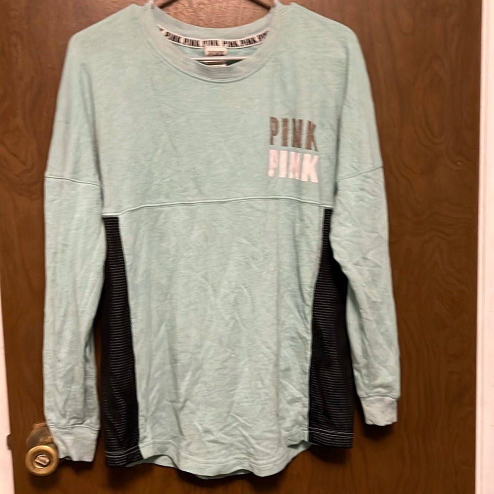 PINK mint green long sleeve shirt size S